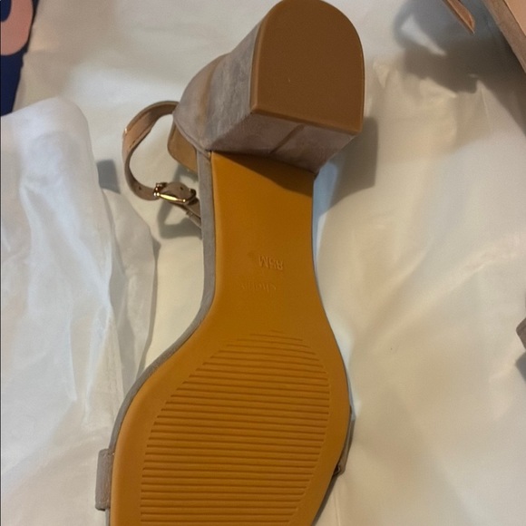 Tan Suede Heels with Ankle Strap - Picture 5 of 7